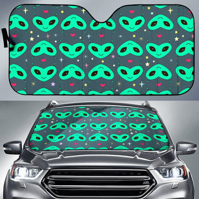 Alien Head Heart Pattern Print Design 03 Car Sun Shade-JORJUNE.COM