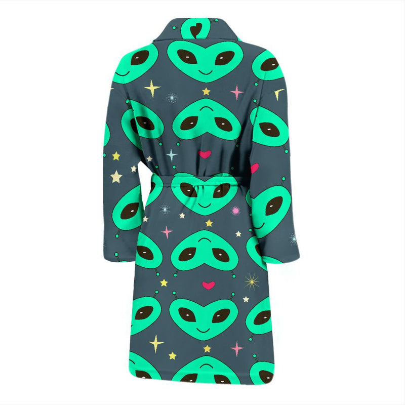 Alien Head Heart Pattern Print Design 03 Men Bathrobe-JORJUNE.COM