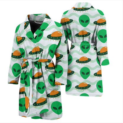 Alien UFO Pattern Print Design 04 Men Bathrobe-JORJUNE.COM