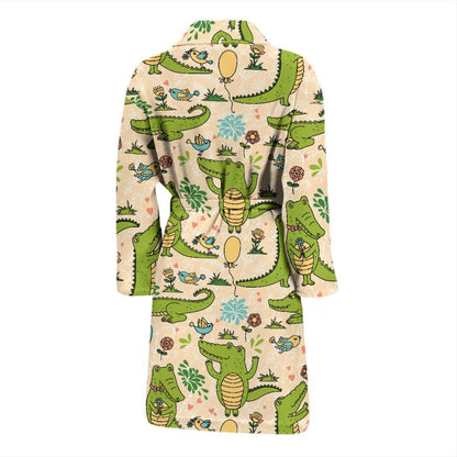 Alligator Pattern Print Design 01 Men Bathrobe-JORJUNE.COM
