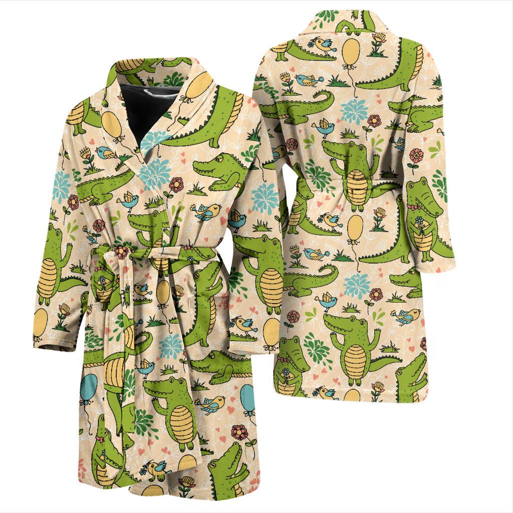 Alligator Pattern Print Design 01 Men Bathrobe-JORJUNE.COM