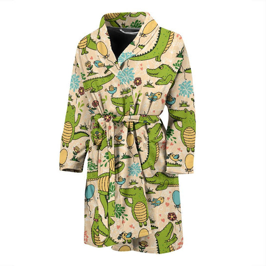 Alligator Pattern Print Design 01 Men Bathrobe-JORJUNE.COM