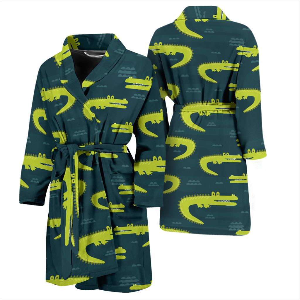 Alligator Pattern Print Design 03 Men Bathrobe-JORJUNE.COM