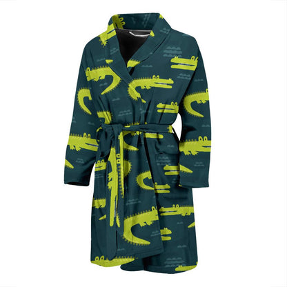 Alligator Pattern Print Design 03 Men Bathrobe-JORJUNE.COM