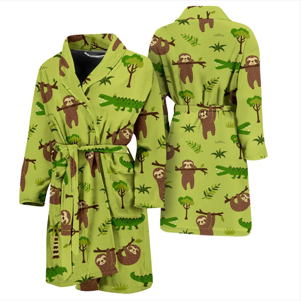 Alligator Pattern Print Design 04 Men Bathrobe-JORJUNE.COM