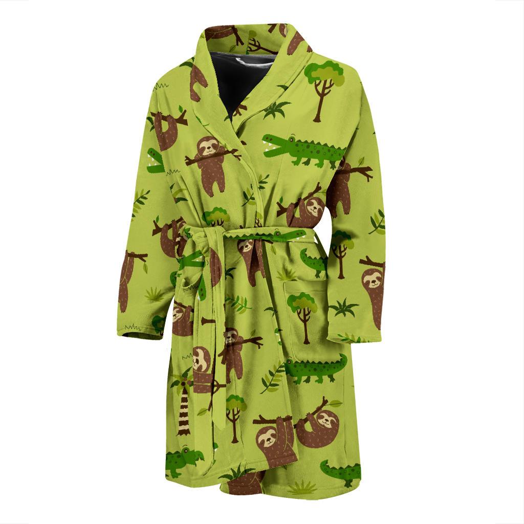 Alligator Pattern Print Design 04 Men Bathrobe-JORJUNE.COM