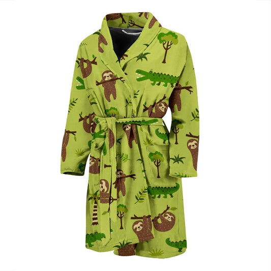 Alligator Pattern Print Design 04 Men Bathrobe-JORJUNE.COM