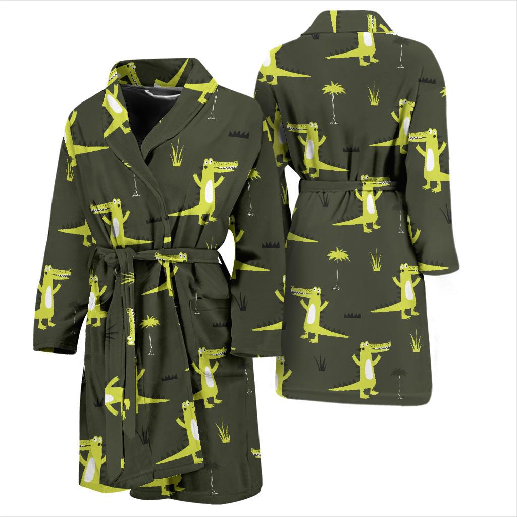 Alligator Pattern Print Design 05 Men Bathrobe-JORJUNE.COM
