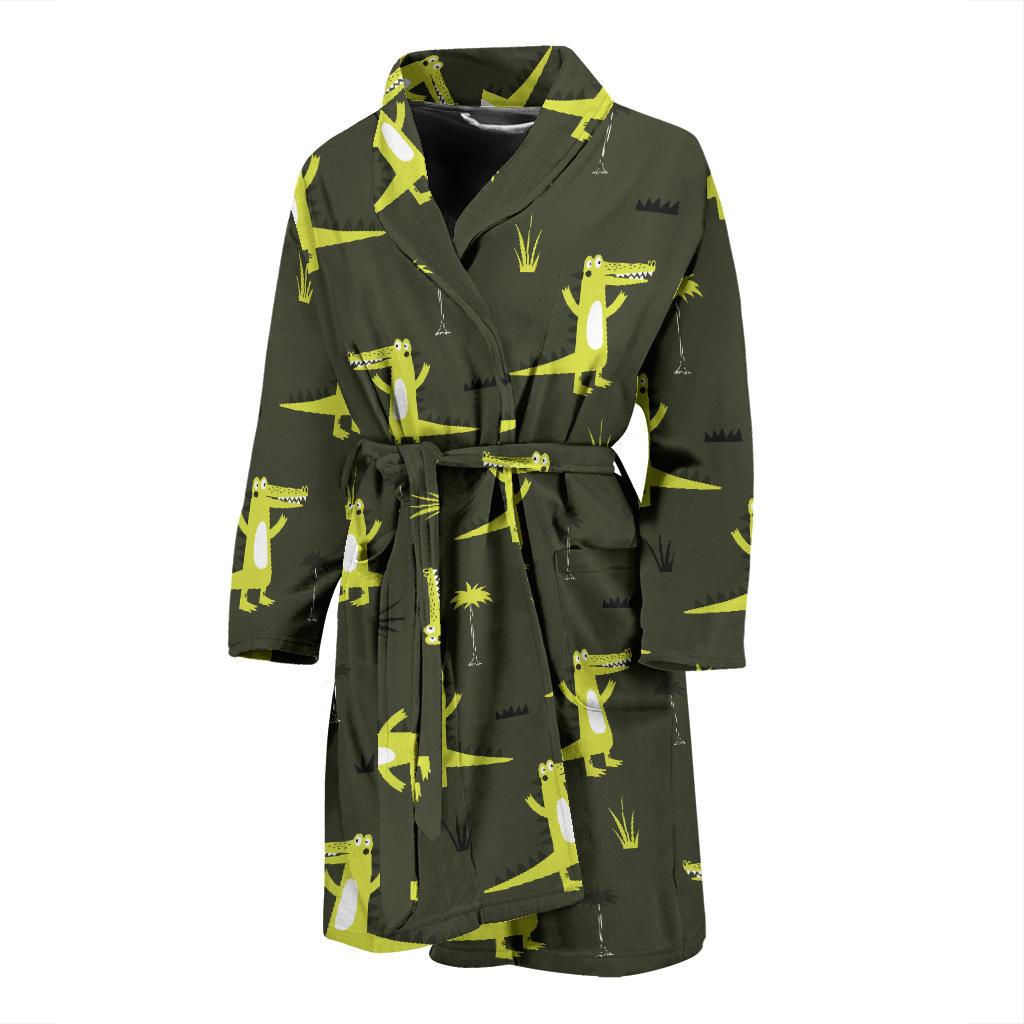 Alligator Pattern Print Design 05 Men Bathrobe-JORJUNE.COM