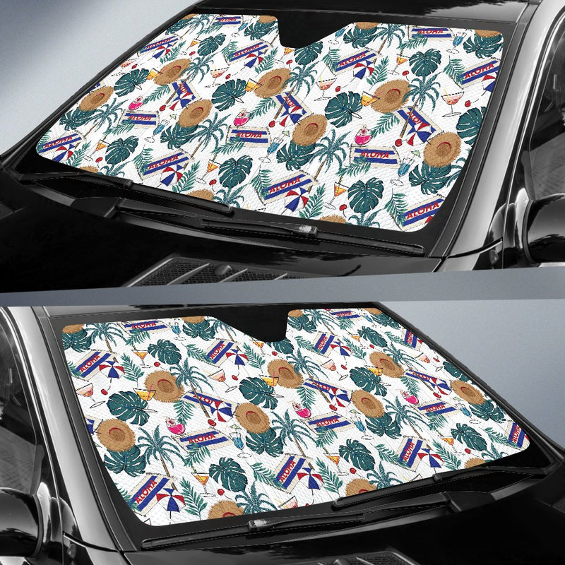 Aloha Hawaii Beach Pattern Print Design 04 Car Sun Shade-JORJUNE.COM