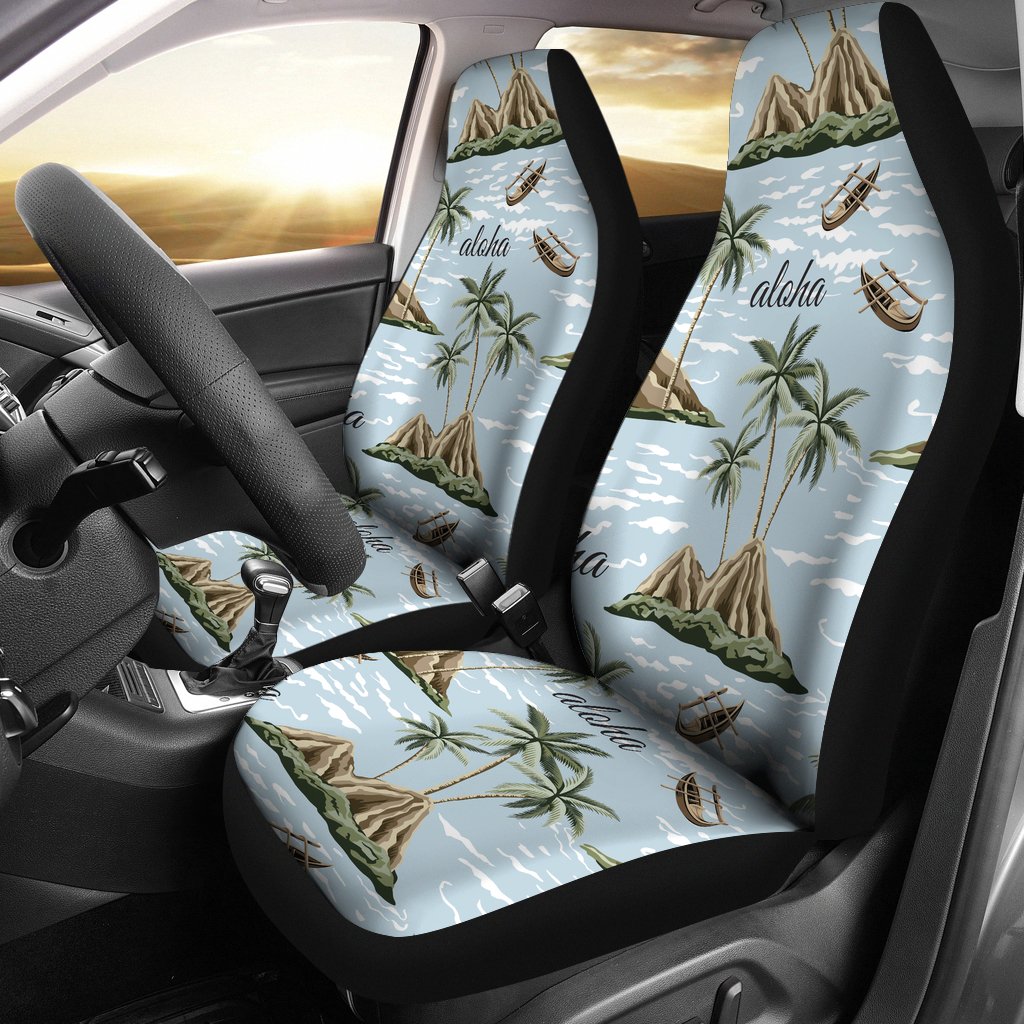 Aloha Hawaii Island Design Themed Print Universal Fit Car Seat Covers