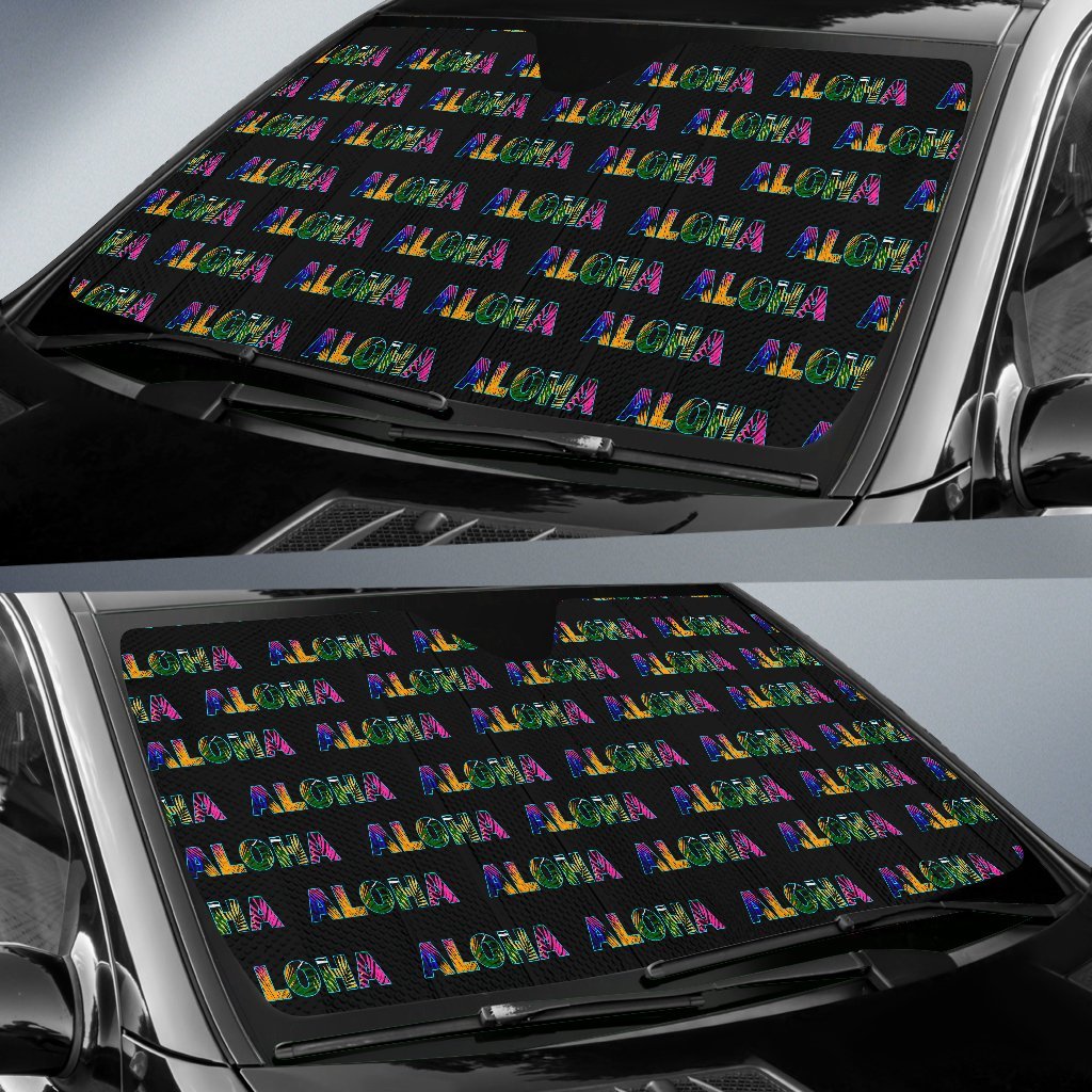 Aloha Hawaii Neon Car Sun Shade-JorJune