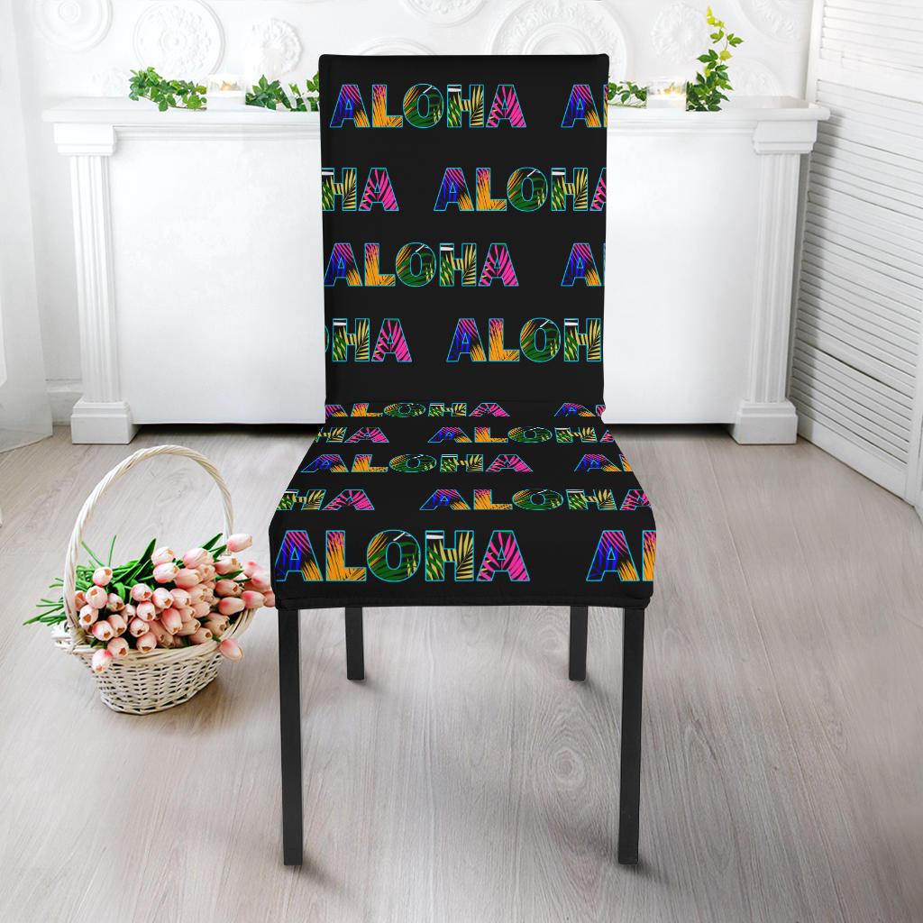 Aloha Hawaii Neon Dining Chair Slipcover-JORJUNE.COM