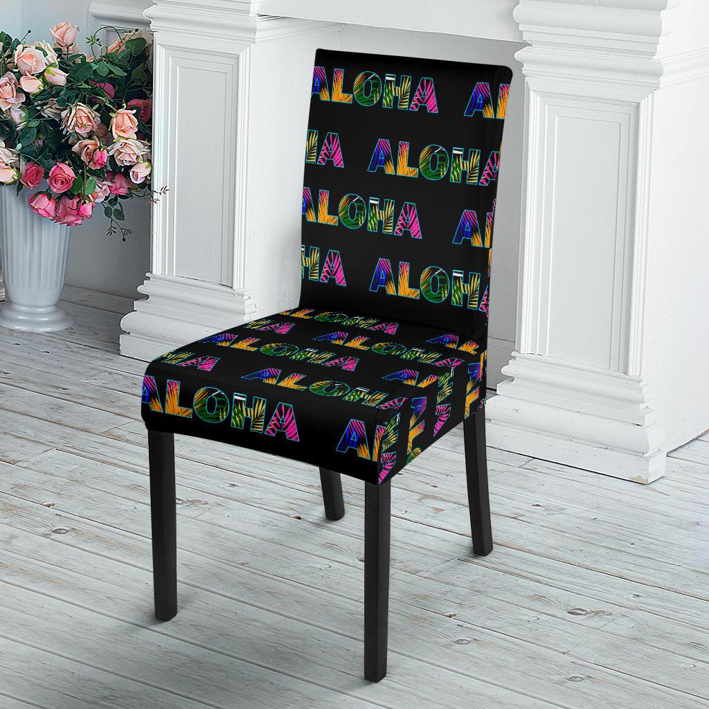 Aloha Hawaii Neon Dining Chair Slipcover-JORJUNE.COM
