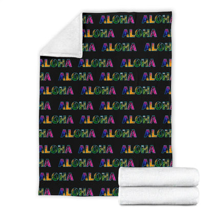 Aloha Hawaii Neon Fleece Blanket