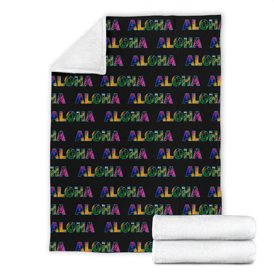 Aloha Hawaii Neon Fleece Blanket