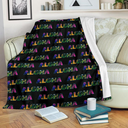 Aloha Hawaii Neon Fleece Blanket
