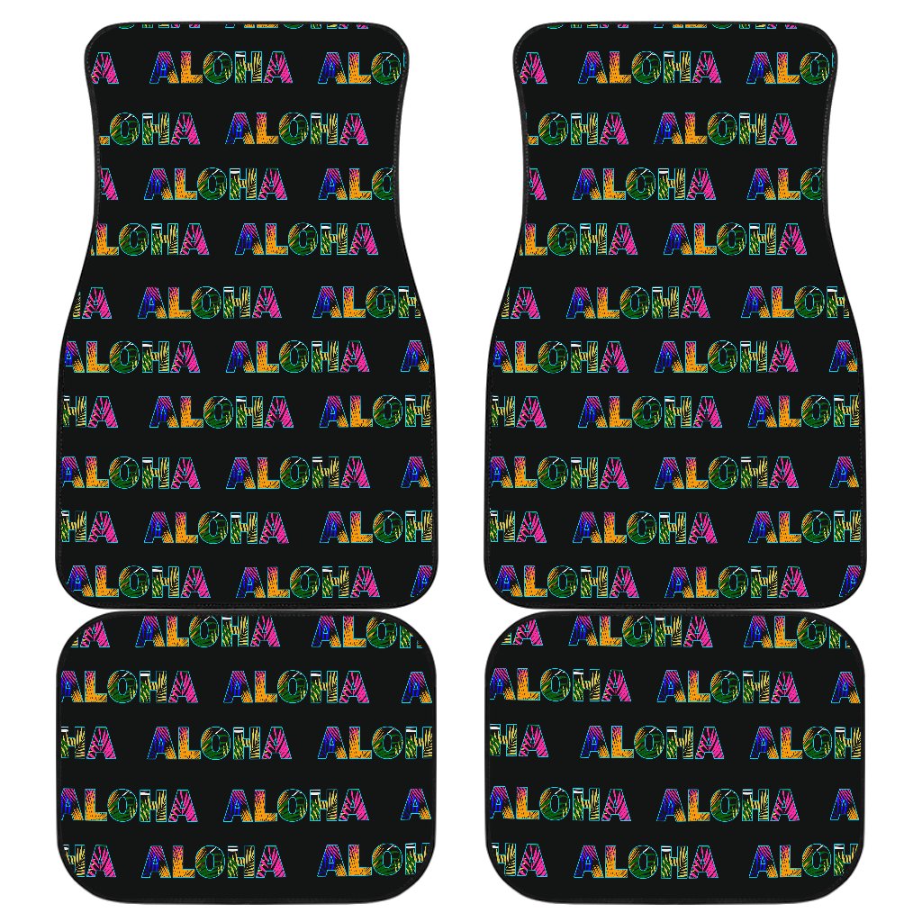 Aloha Hawaii Neon Front and Back Car Floor Mats