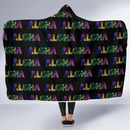 Aloha Hawaii Neon Hooded Blanket-JORJUNE.COM