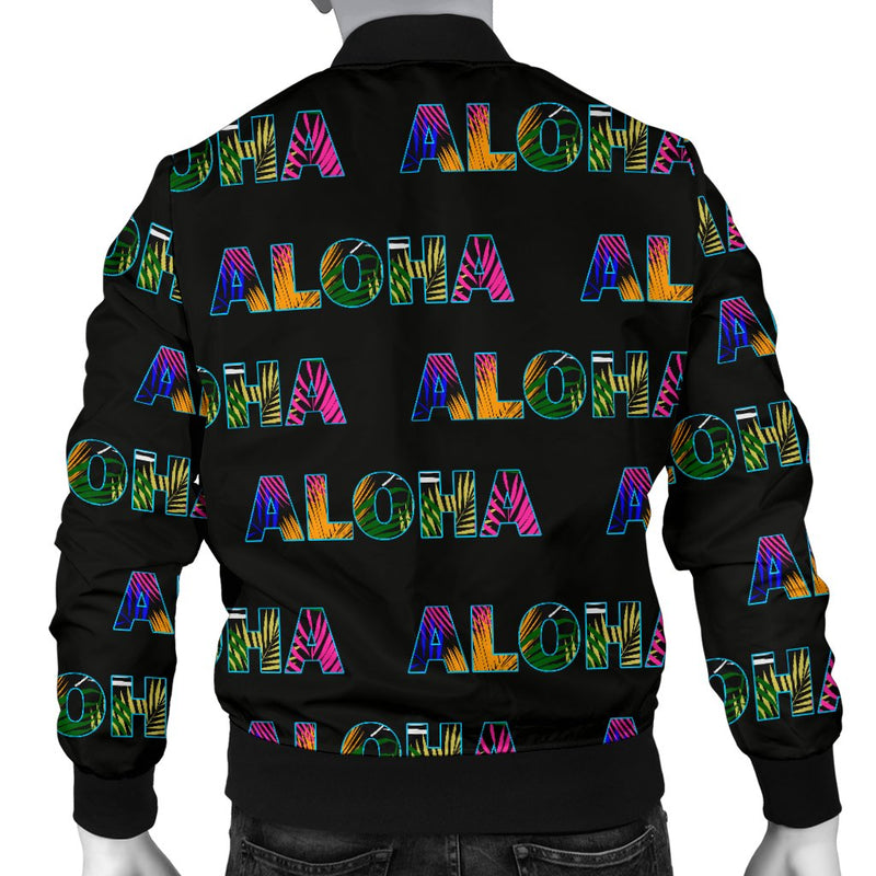 Aloha Hawaii Neon Men Casual Bomber Jacket-JorJune