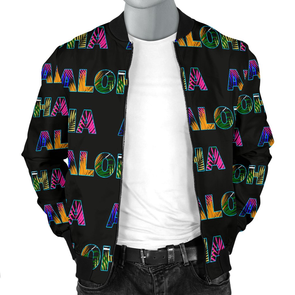 Aloha Hawaii Neon Men Casual Bomber Jacket-JorJune