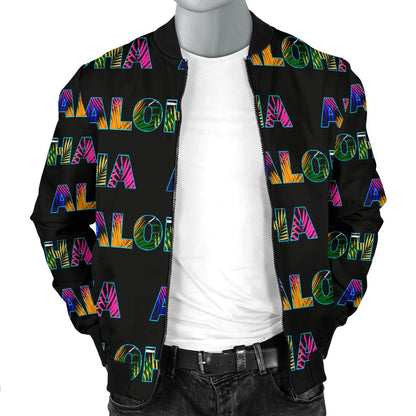 Aloha Hawaii Neon Men Casual Bomber Jacket-JorJune