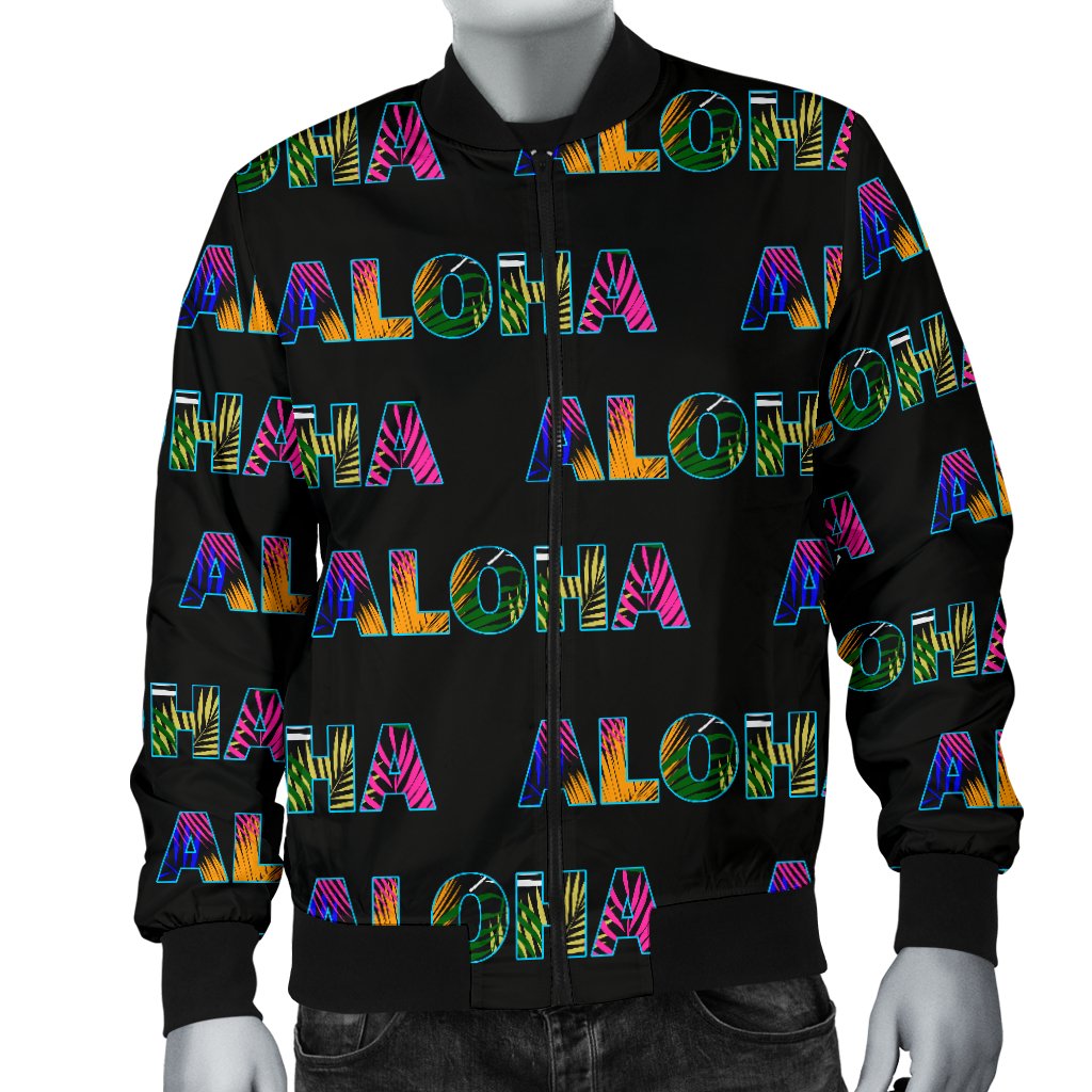 Aloha Hawaii Neon Men Casual Bomber Jacket-JorJune
