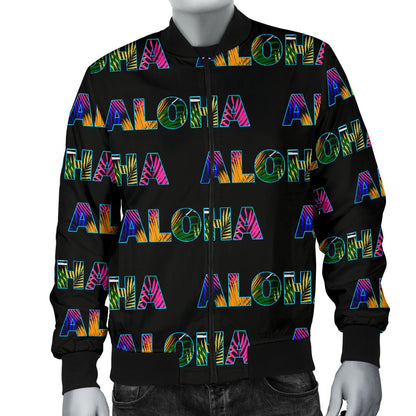 Aloha Hawaii Neon Men Casual Bomber Jacket-JorJune
