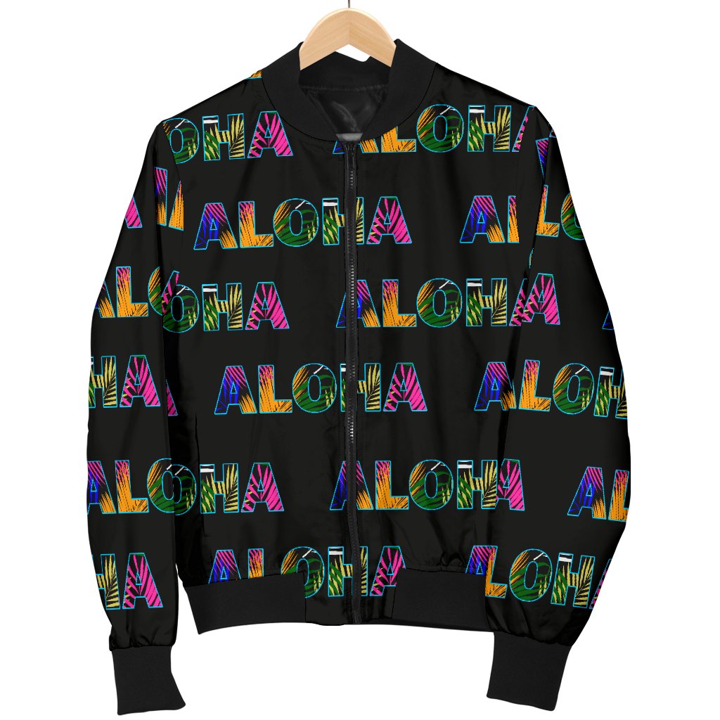 Aloha Hawaii Neon Men Casual Bomber Jacket-JorJune