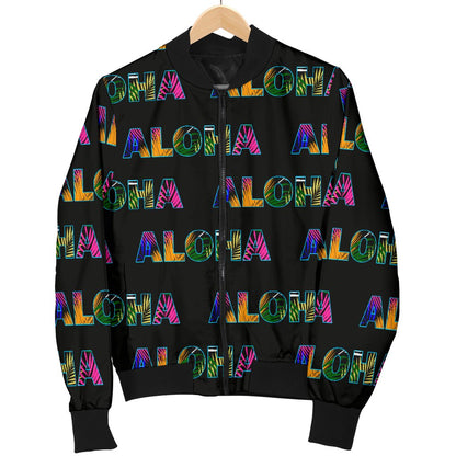 Aloha Hawaii Neon Men Casual Bomber Jacket-JorJune