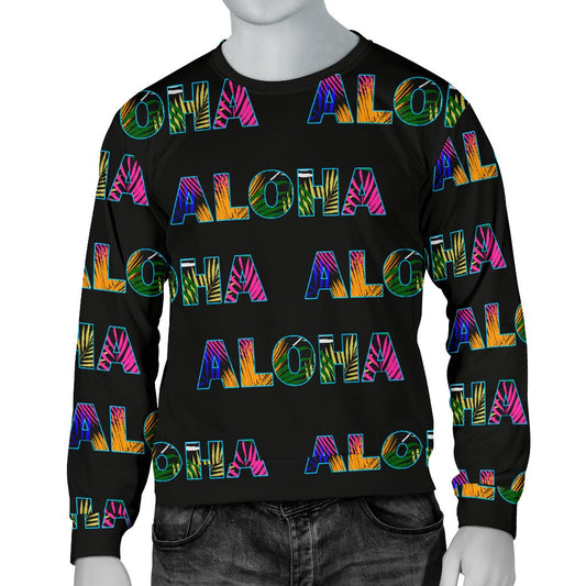 Aloha Hawaii Neon Men Crewneck Sweatshirt