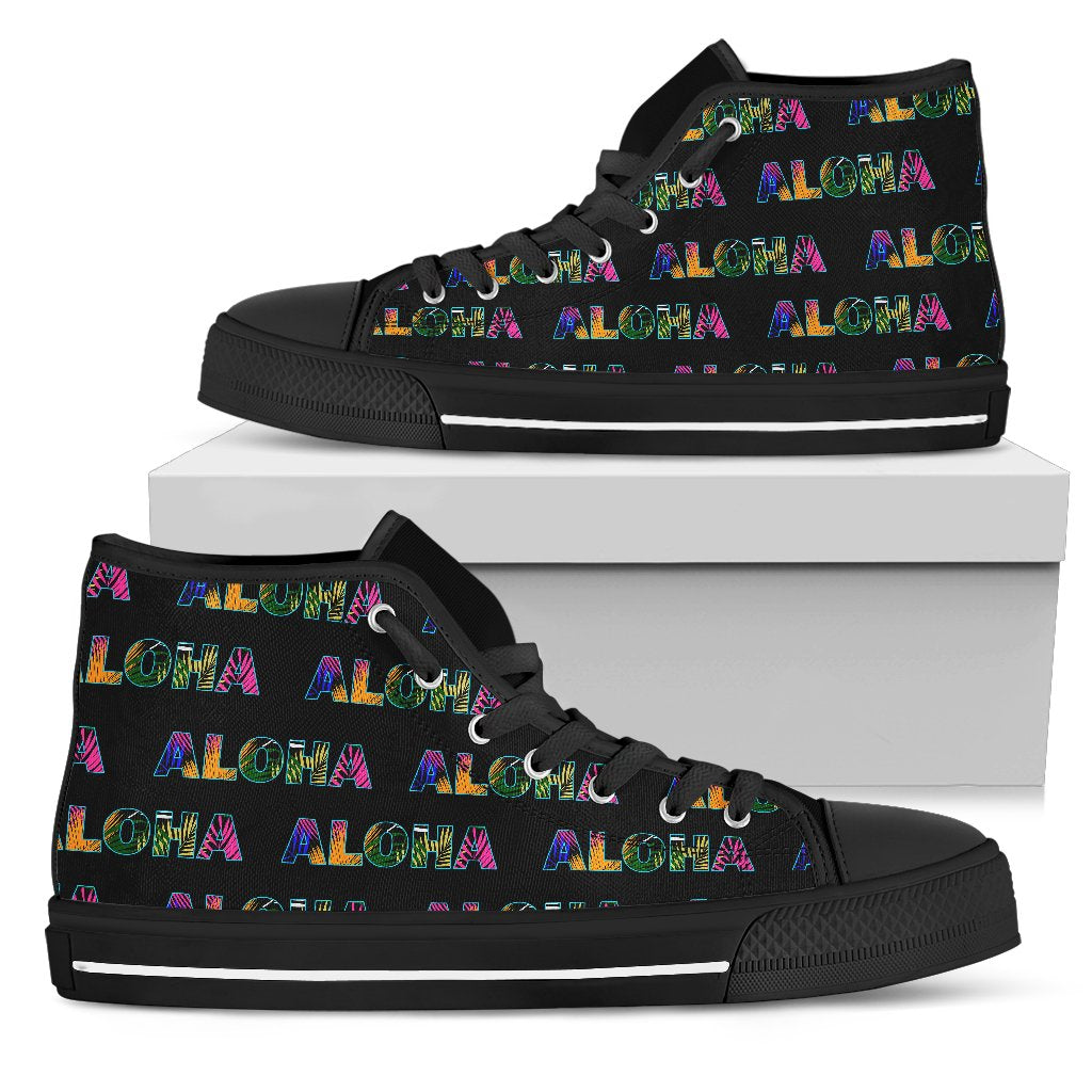 Aloha Hawaii Neon Men High Top Shoes