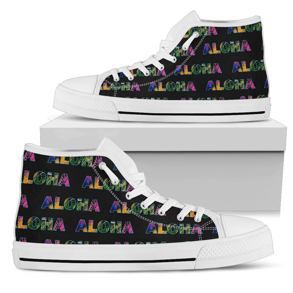 Aloha Hawaii Neon Men High Top Shoes