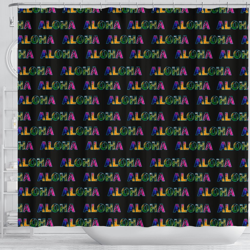 Aloha Hawaii Neon Shower Curtain
