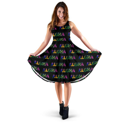 Aloha Hawaii Neon Sleeveless Mini Dress