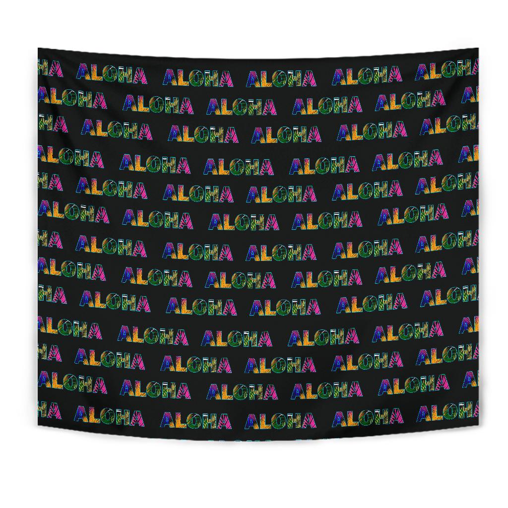 Aloha Hawaii Neon Tapestry