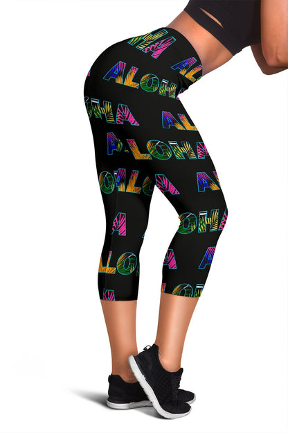 Aloha Hawaii Neon Women Capris