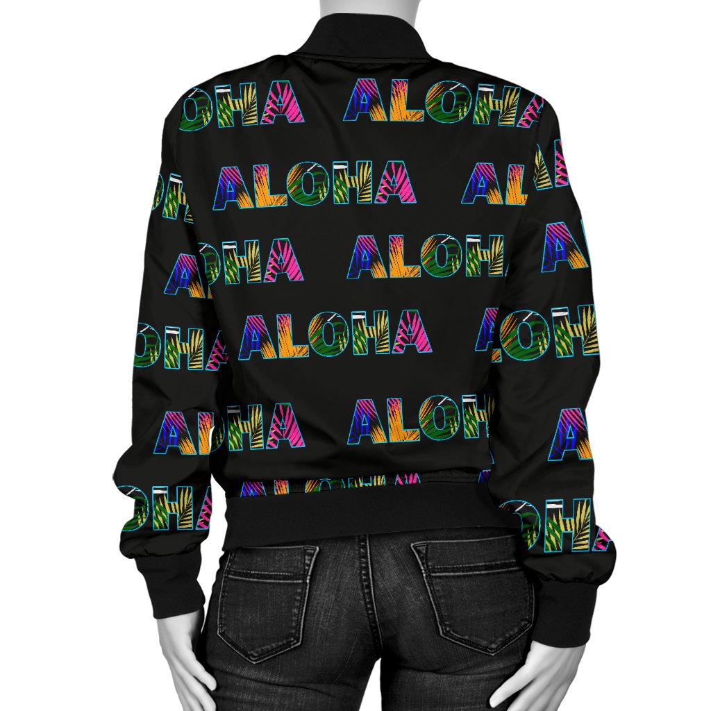 Aloha Hawaii Neon Women Casual Bomber Jacket