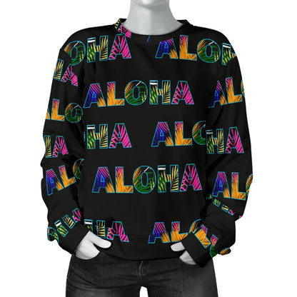 Aloha Hawaii Neon Women Crewneck Sweatshirt