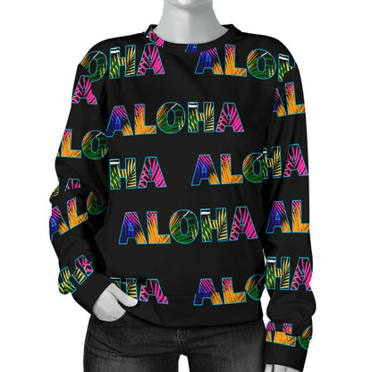 Aloha Hawaii Neon Women Crewneck Sweatshirt