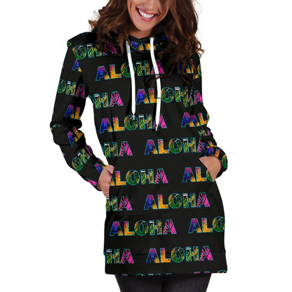 Aloha Hawaii Neon Women Hoodie Dress