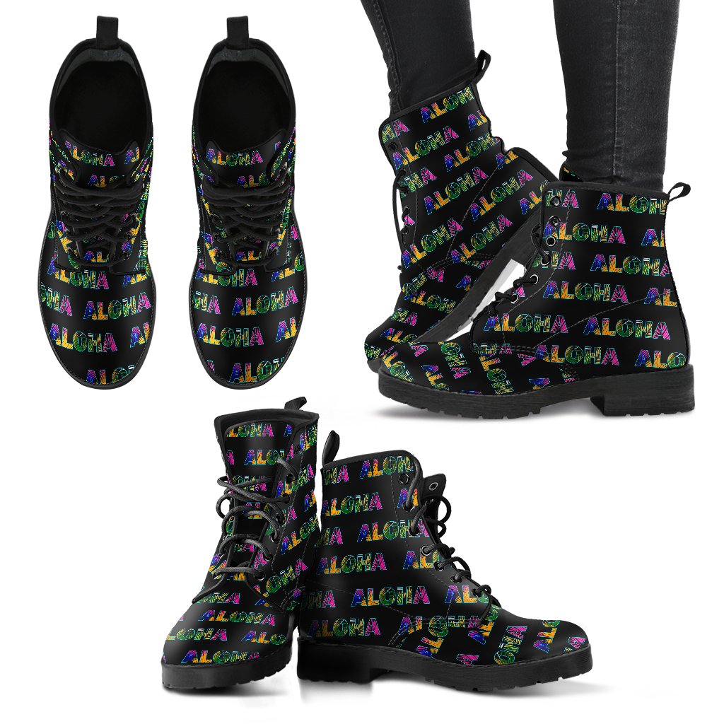Aloha Hawaii Neon Women Leather Boots
