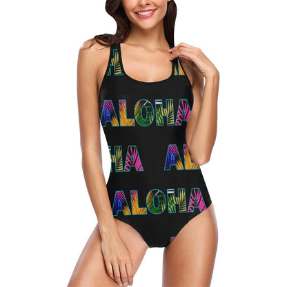 Aloha Hawaii Neon Women One Piece Swimsuit