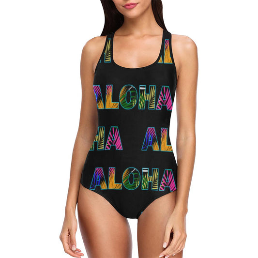 Aloha Hawaii Neon Women One Piece Swimsuit