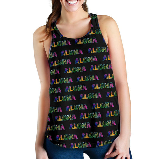 Aloha Hawaii Neon Women Racerback Tank Top