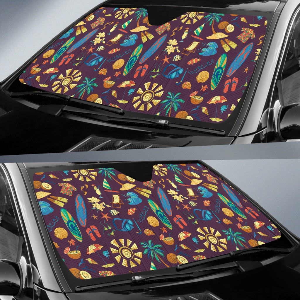 Aloha Hawaii Pattern Print Design 01 Car Sun Shade-JORJUNE.COM