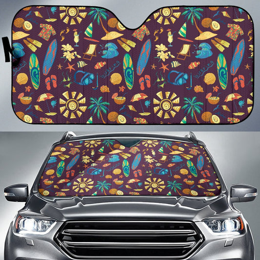 Aloha Hawaii Pattern Print Design 01 Car Sun Shade-JORJUNE.COM