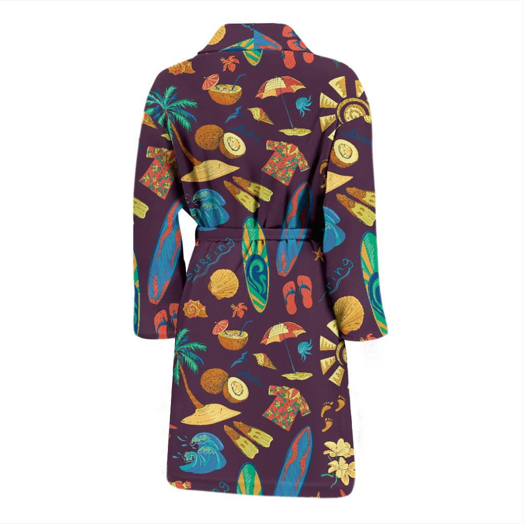 Aloha Hawaii Pattern Print Design 01 Men Bathrobe-JORJUNE.COM