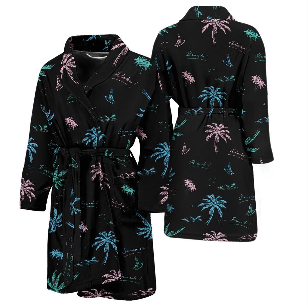 Aloha Hawaii Pattern Print Design 03 Men Bathrobe-JORJUNE.COM
