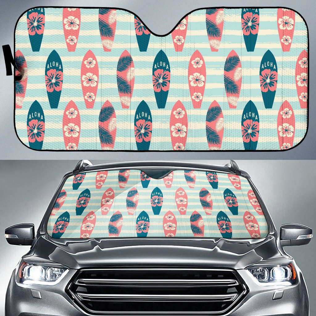 Aloha Hawaii Surfboard Pattern Print Design 02 Car Sun Shade-JORJUNE.COM